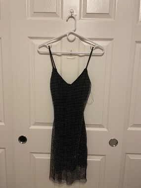Windsor Black Polka Dot Mini Slip Dress